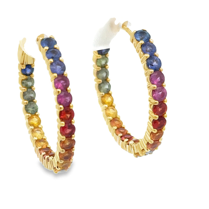 Rainbow Inside-Outside 18K Hoop Earrings