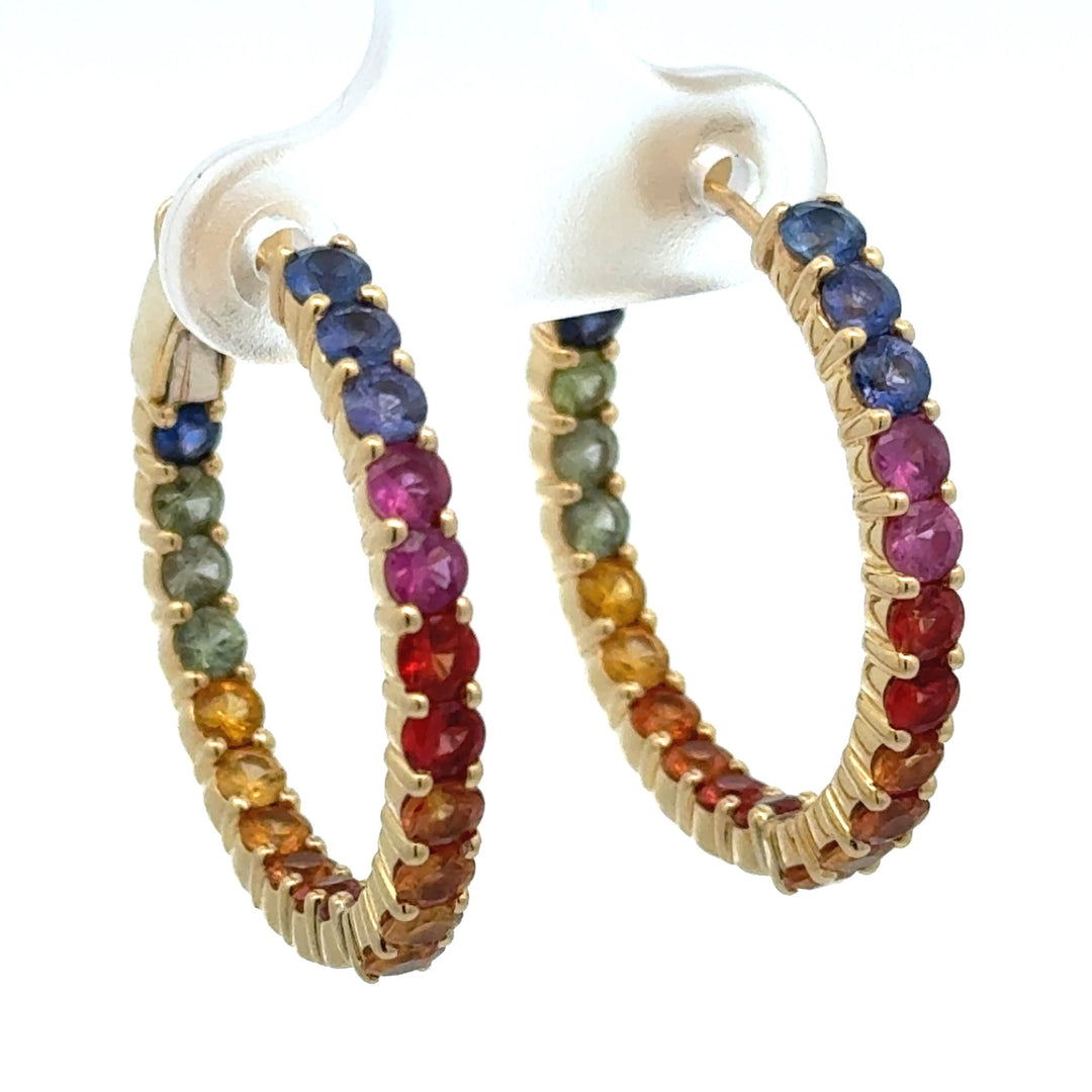 Rainbow Inside-Outside 18K Hoop Earrings