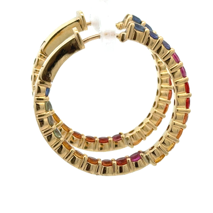 Rainbow Inside-Outside 18K Hoop Earrings