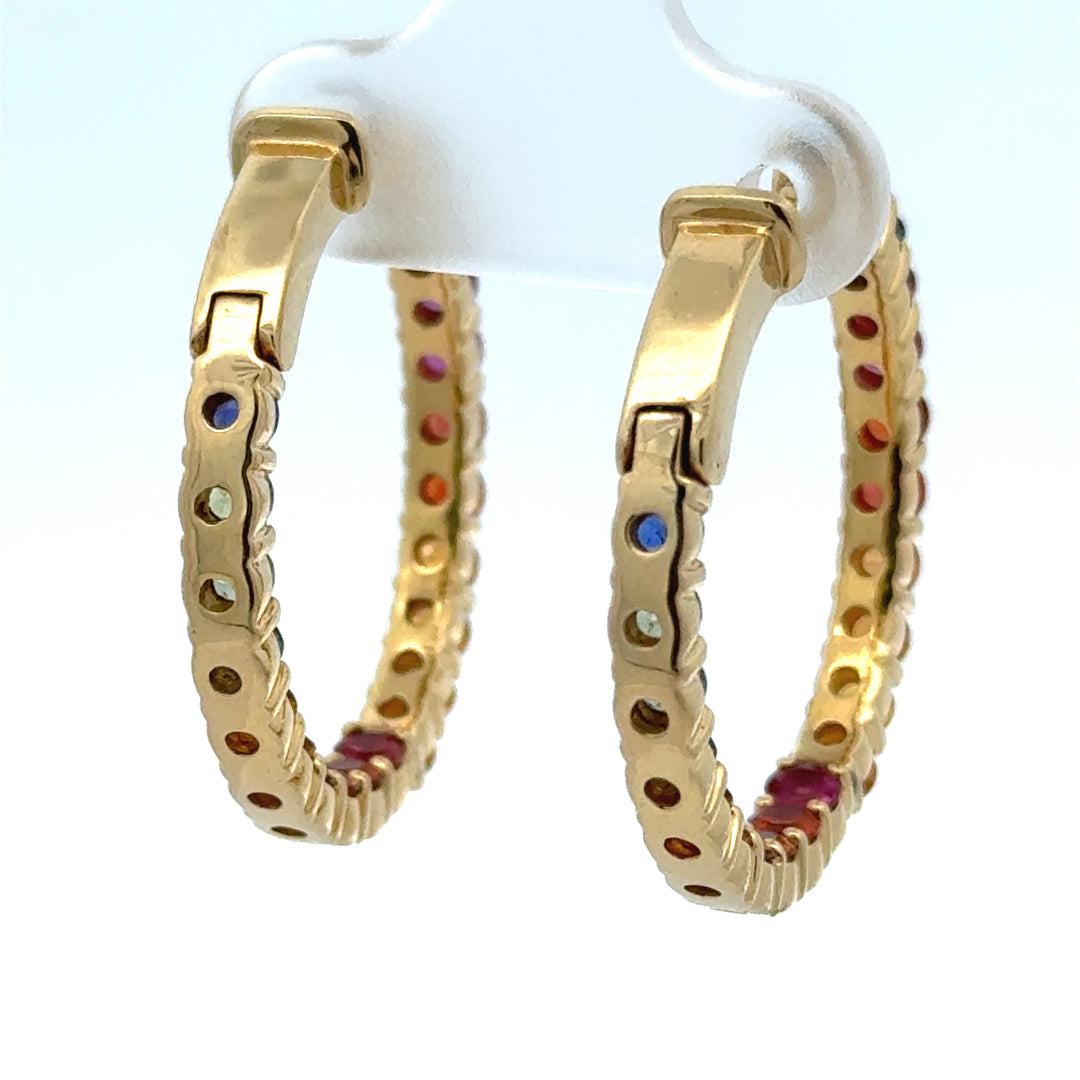 Rainbow Inside-Outside 18K Hoop Earrings