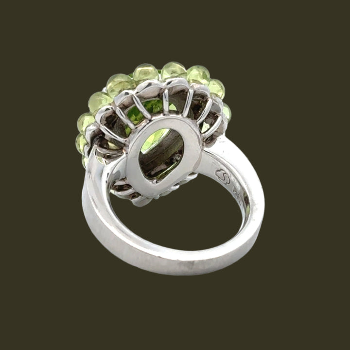 Platinum, Diamond and Peridot Estate Ring