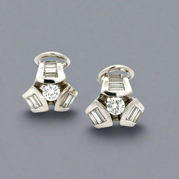 Charles Krypell Platinum Diamond Earrings