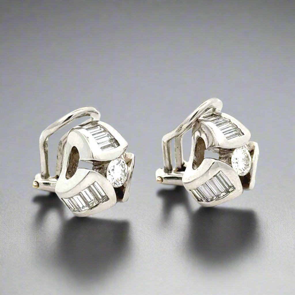 Charles Krypell Platinum Diamond Earrings