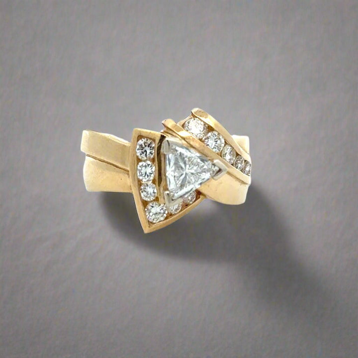 Trillion Cut Diamond in 14K Yellow Gold Ring