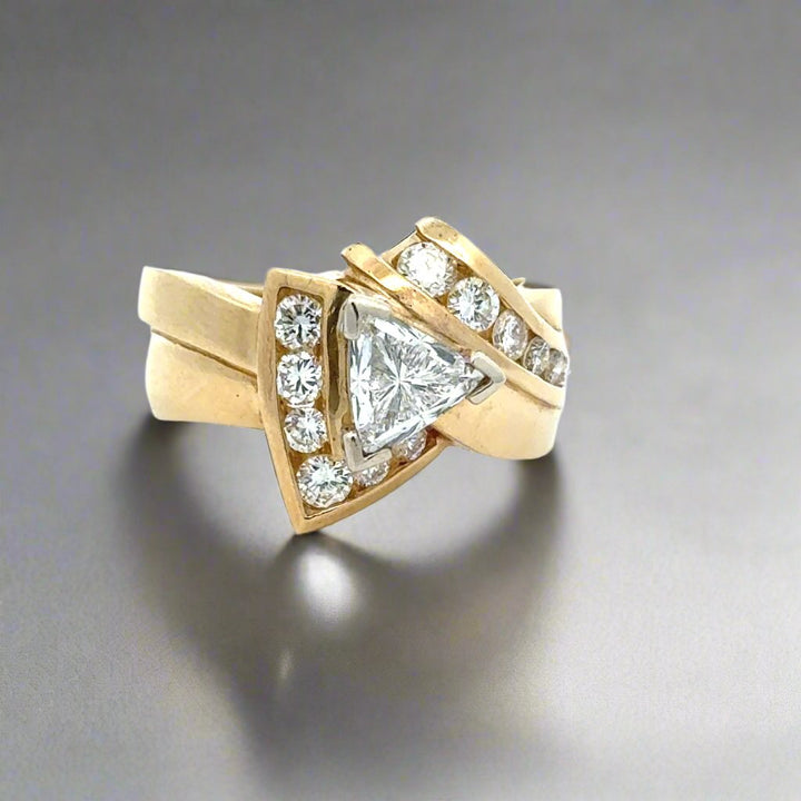 Trillion Cut Diamond in 14K Yellow Gold Ring