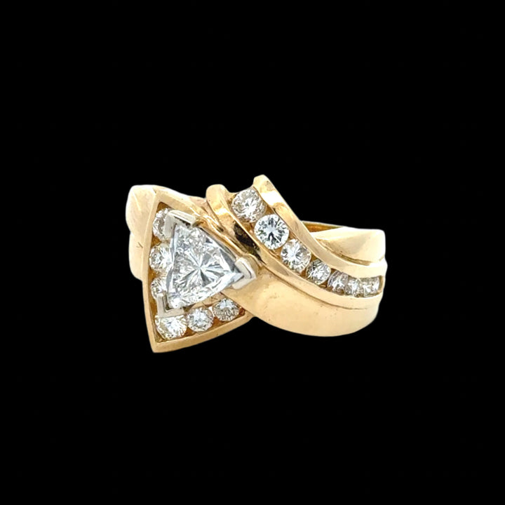 Trillion Cut Diamond in 14K Yellow Gold Ring