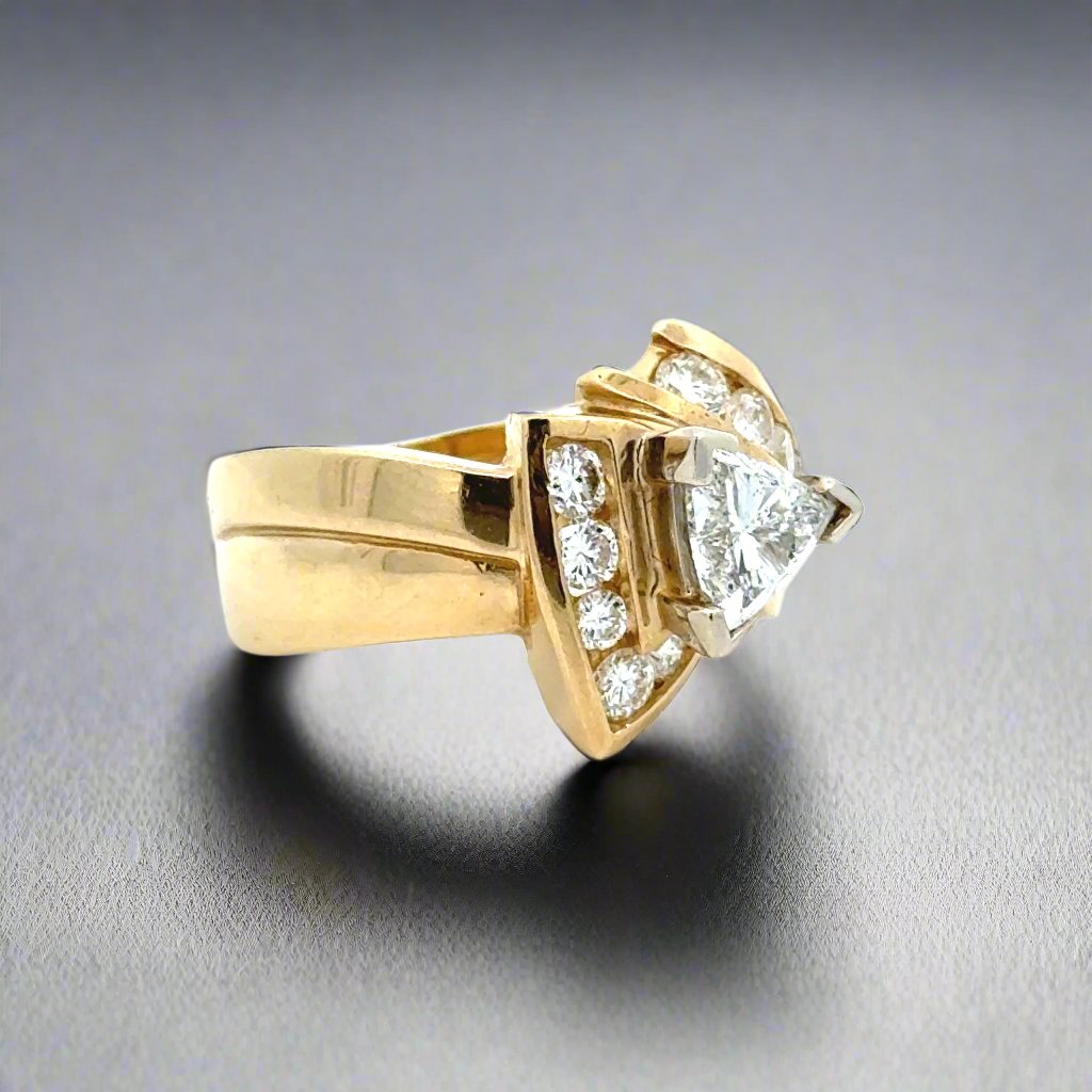 Trillion Cut Diamond in 14K Yellow Gold Ring