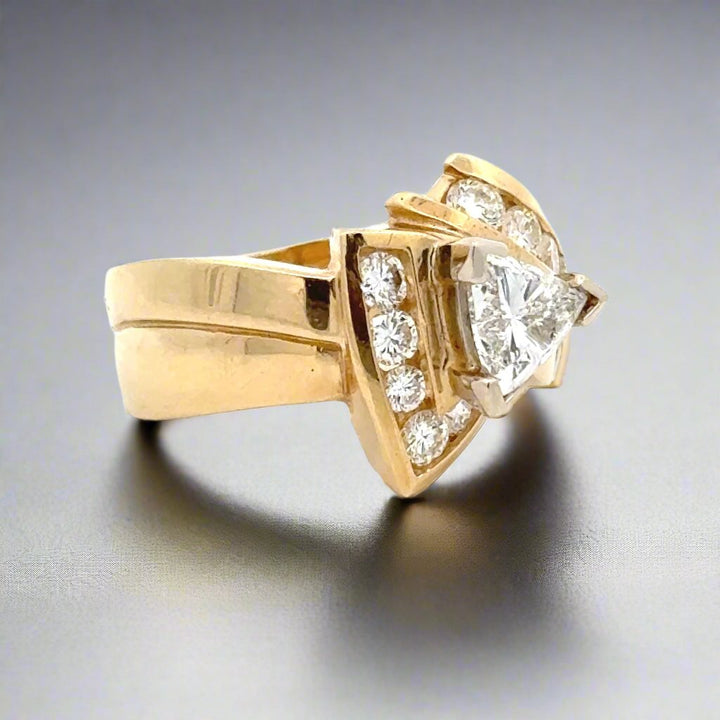 Trillion Cut Diamond in 14K Yellow Gold Ring