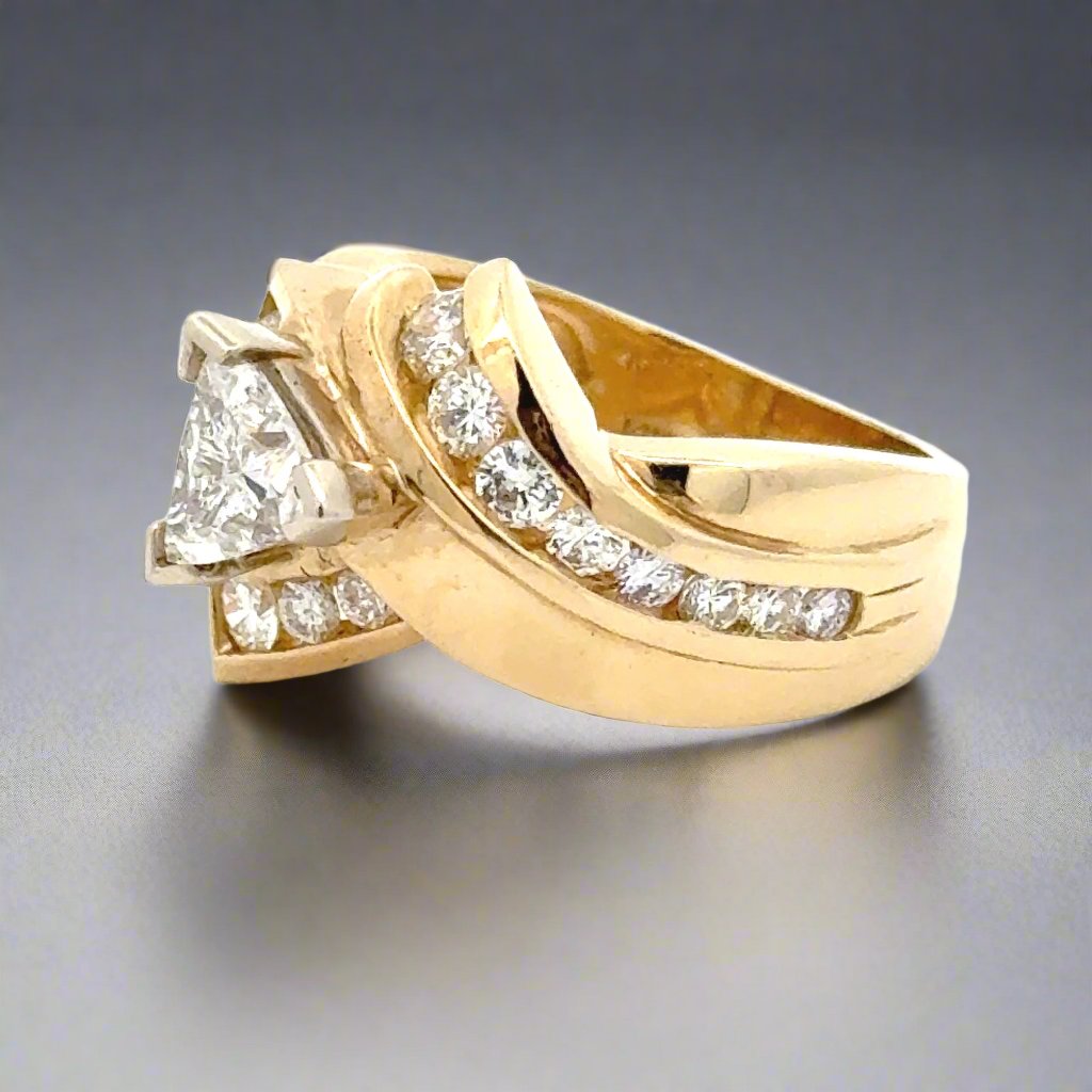 Trillion Cut Diamond in 14K Yellow Gold Ring