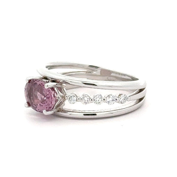 Oval Pink Spinel and Diamond 14K White Gold Cocktail Ring