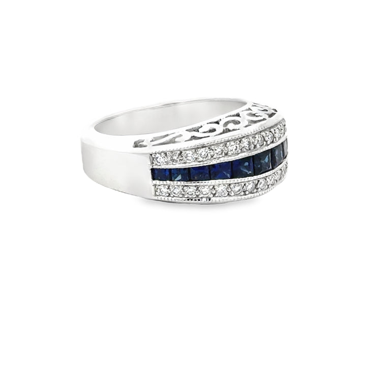 Sapphire and Diamond 14k White Gold  Band/Ring