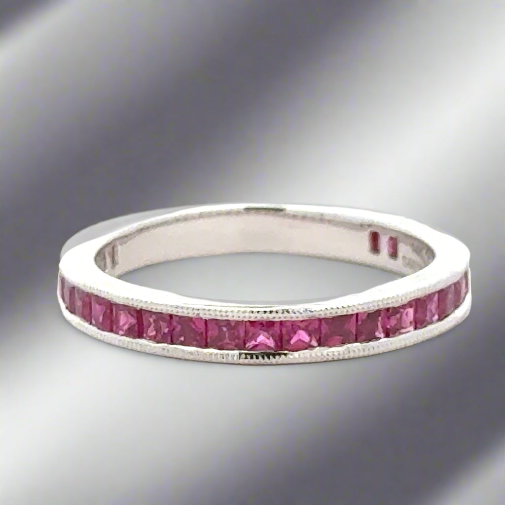 Ruby and 14K White Gold Stackable Band/Ring