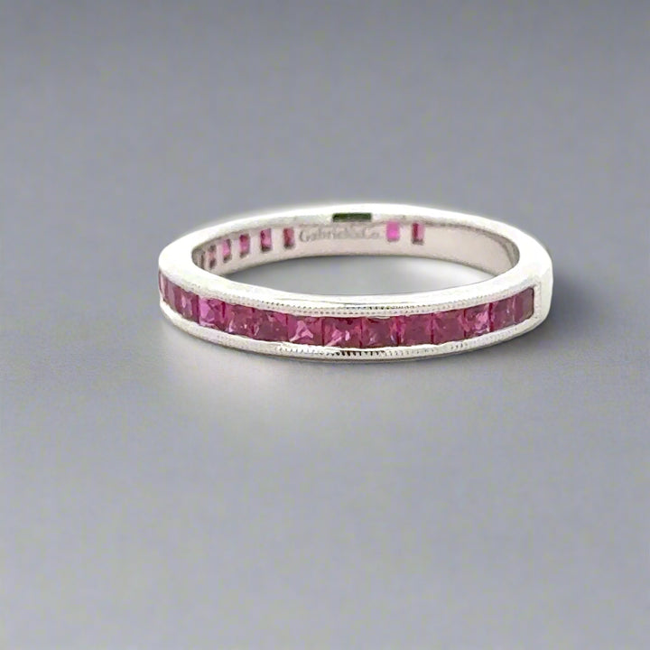 Ruby and 14K White Gold Stackable Band/Ring