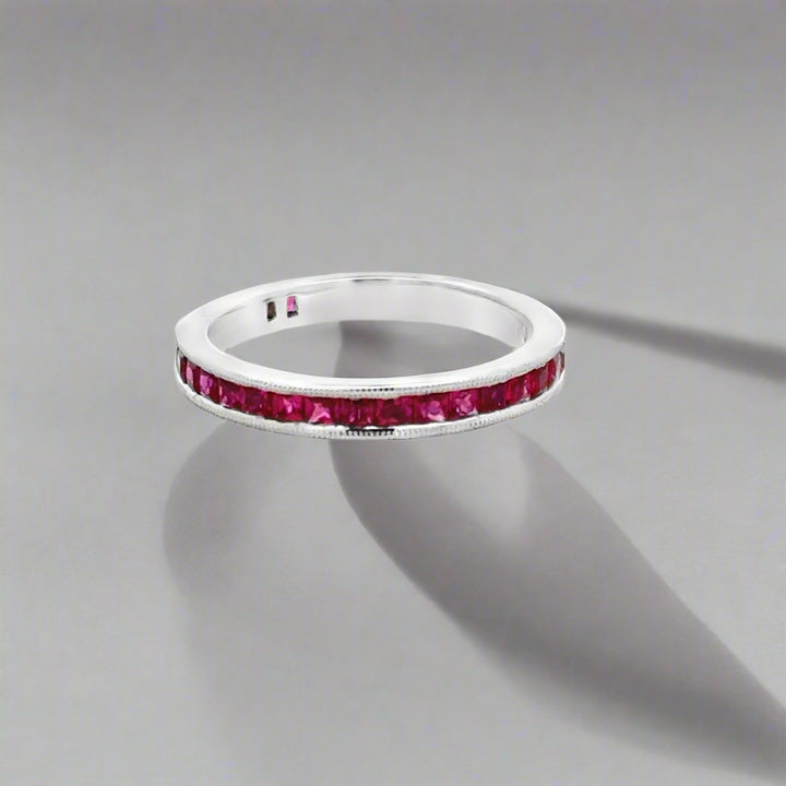 Ruby and 14K White Gold Stackable Band/Ring