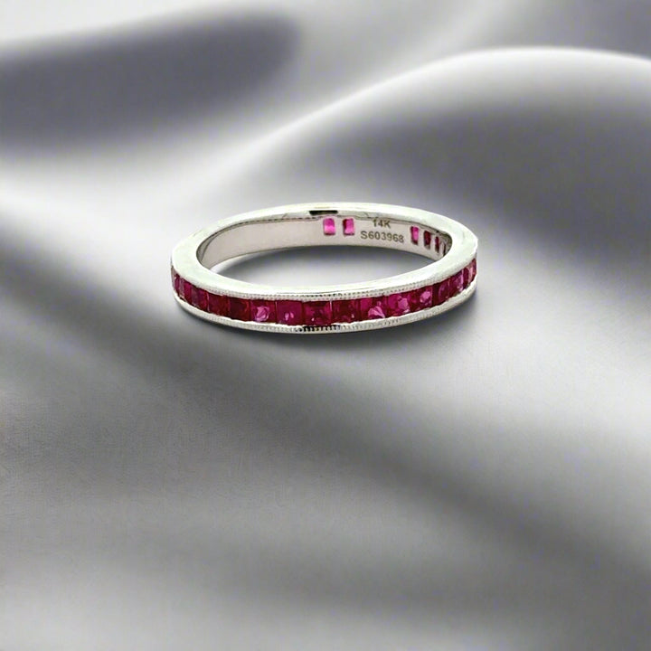 Ruby and 14K White Gold Stackable Band/Ring