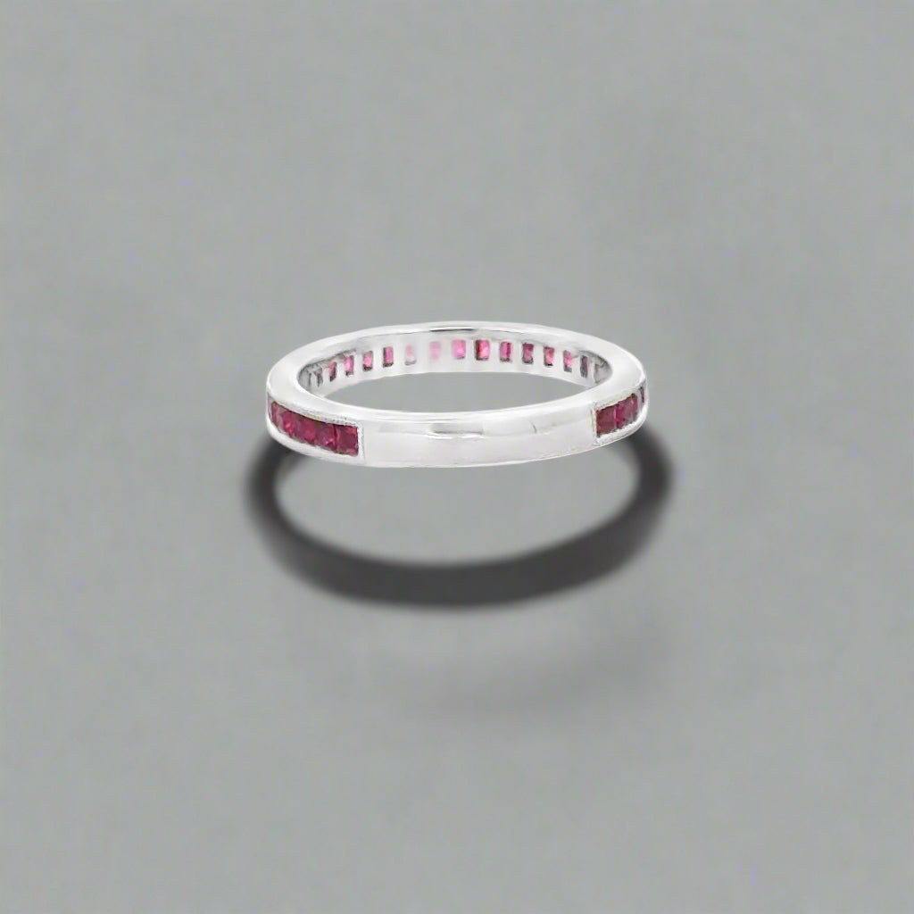 Ruby and 14K White Gold Stackable Band/Ring