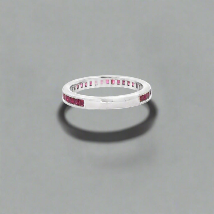 Ruby and 14K White Gold Stackable Band/Ring