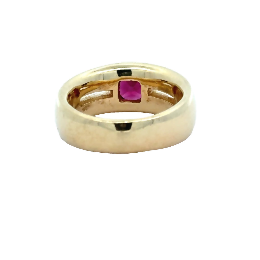 Cushion Cut Rhodolite Garnet and 14K Yellow Gold Ring