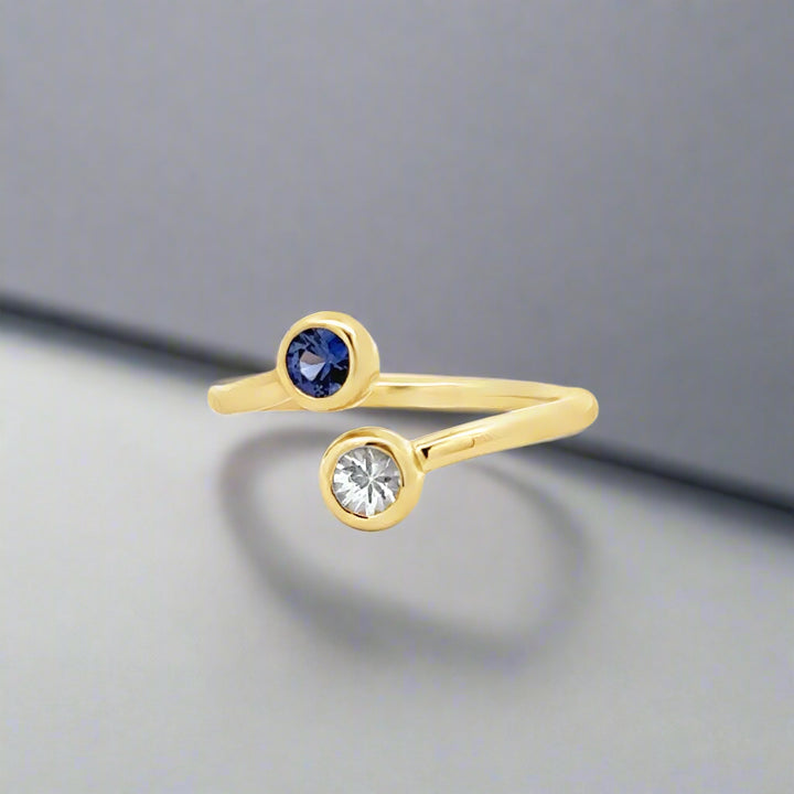 White and Purple Sapphire 14K Yellow Gold Bypass Ring