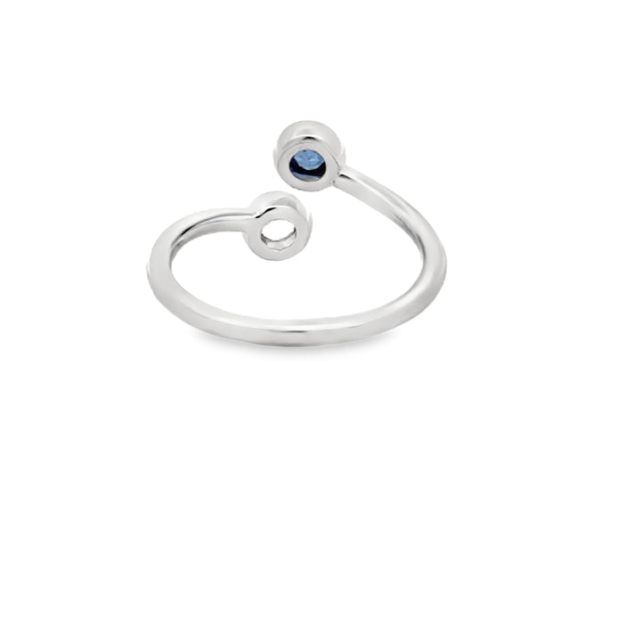 White and Blue Sapphire 14K White Gold Bypass Ring