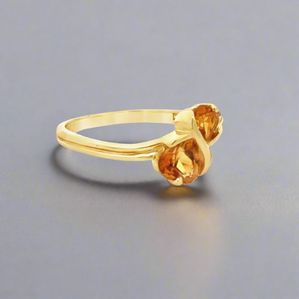 Heart Shaped Citrine and 18K Yellow Gold Ring