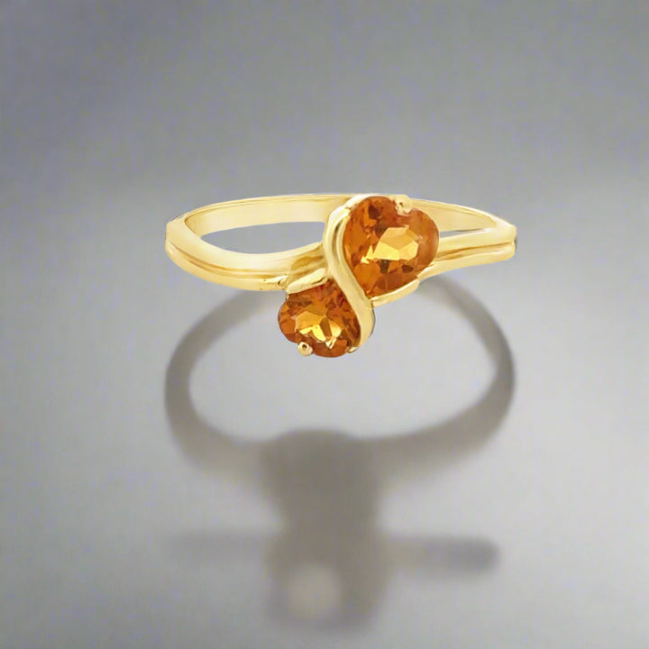 Heart Shaped Citrine and 18K Yellow Gold Ring