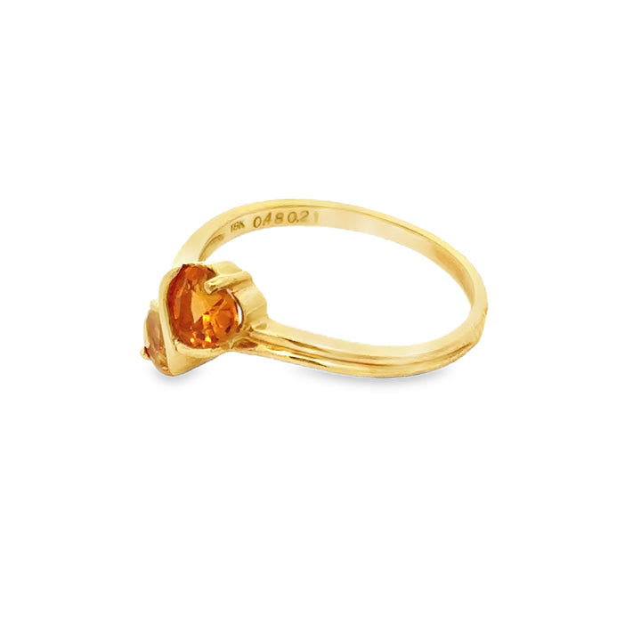 Heart Shaped Citrine and 18K Yellow Gold Ring