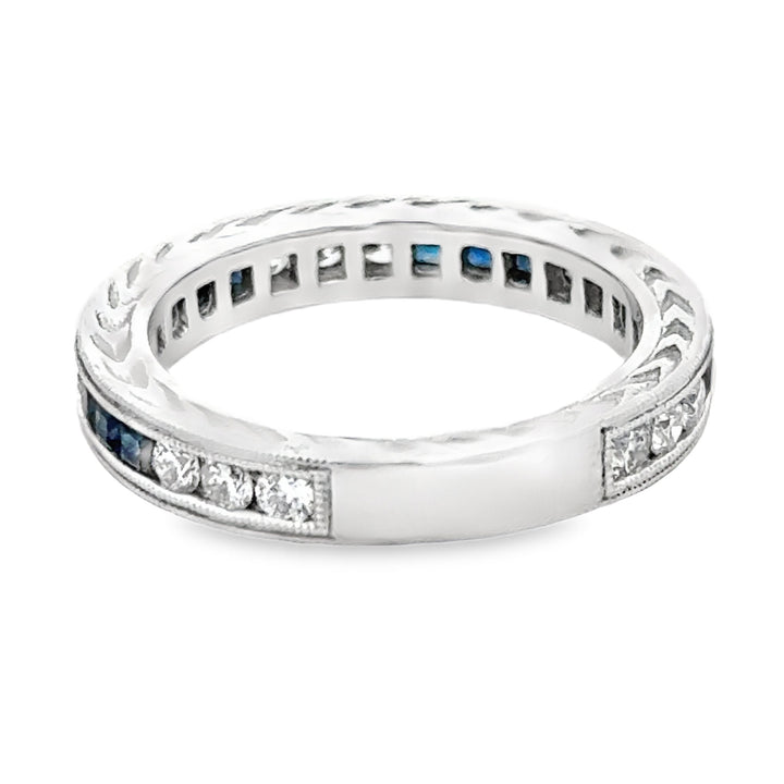 Sapphire and Diamond 14k White Gold Stackable Band/Ring