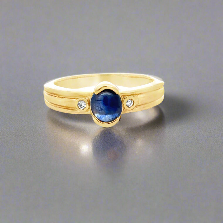 Oval Sapphire and Diamond 14K Yellow Gold Ring