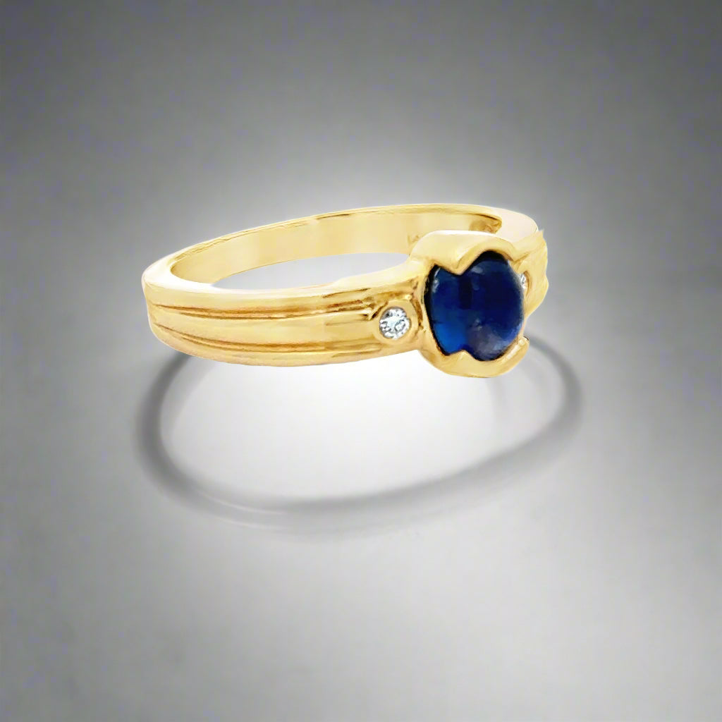 Oval Sapphire and Diamond 14K Yellow Gold Ring