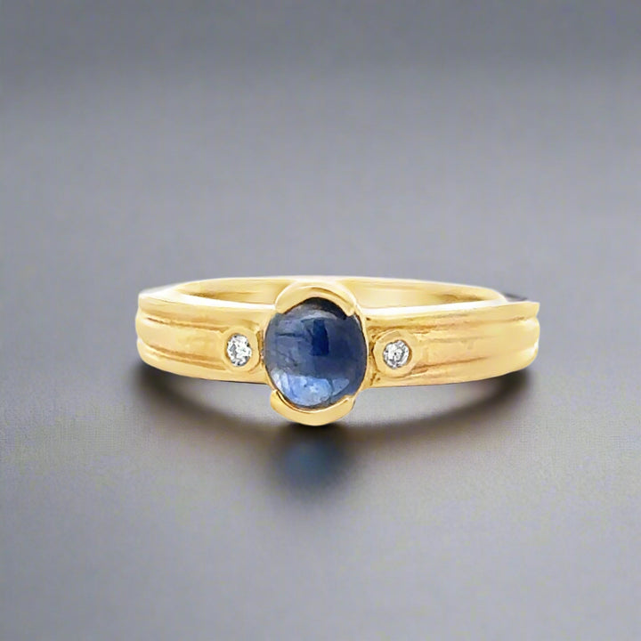 Oval Sapphire and Diamond 14K Yellow Gold Ring