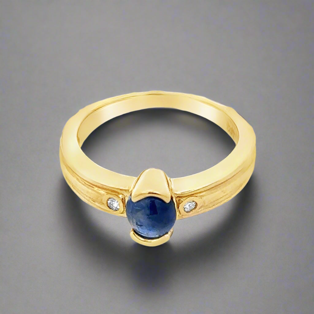 Oval Sapphire and Diamond 14K Yellow Gold Ring