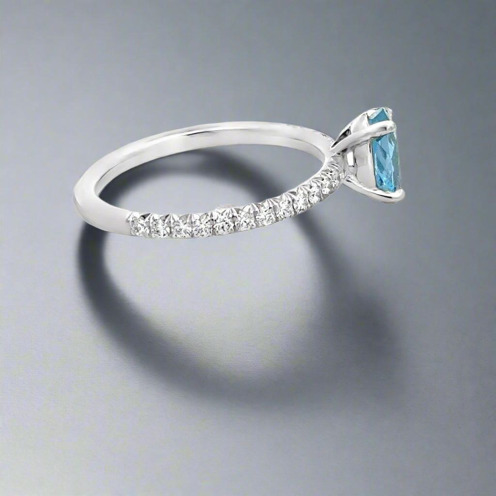 Platinum, Oval Aquamarine and Diamond Cocktail Ring