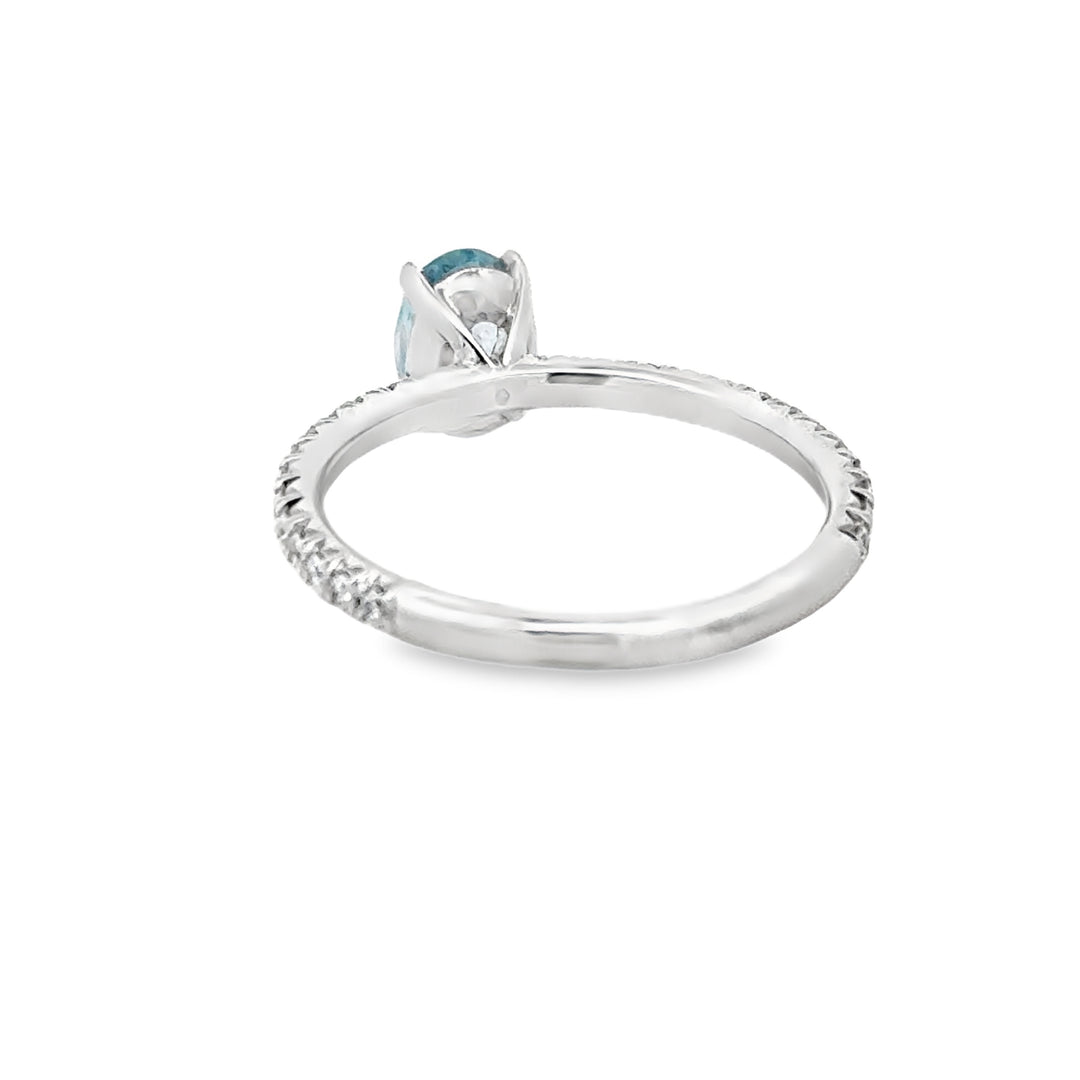 Platinum, Oval Aquamarine and Diamond Cocktail Ring