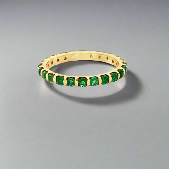 Emerald and 14K Yellow Gold Stackable Eternity Band/Ring