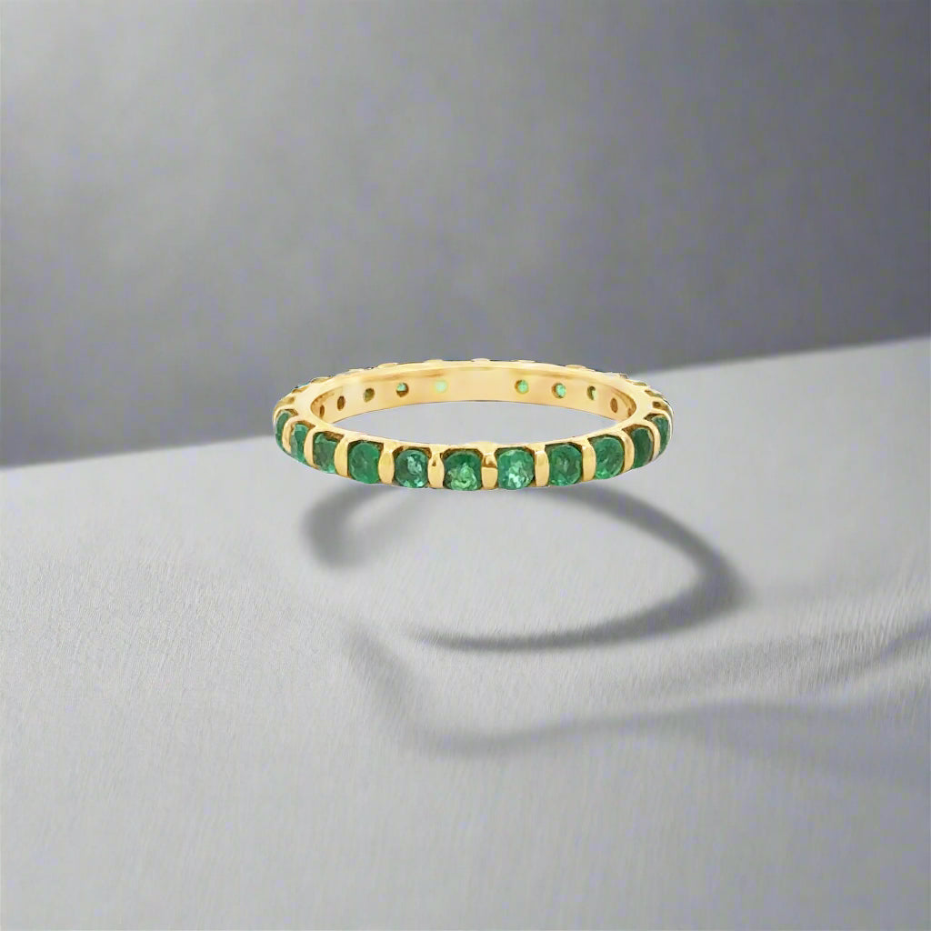 Emerald and 14K Yellow Gold Stackable Eternity Band/Ring