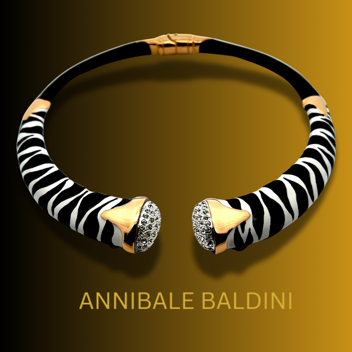 Annibale Baldini Italian Zebra Statement Necklace