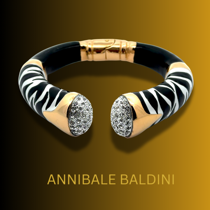 Annibale Baldini Italian Zebra Statement Bangle Bracelet