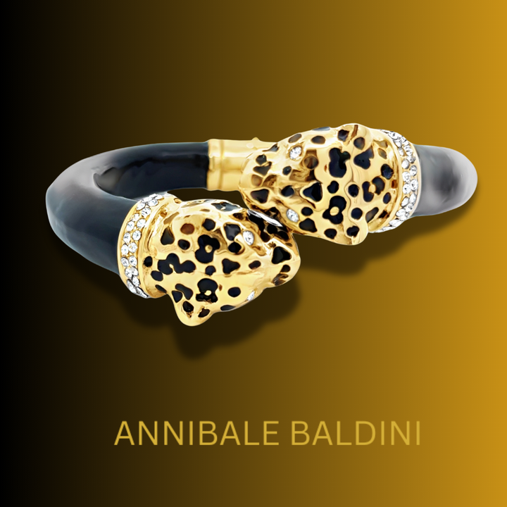 Annibale Baldini Italian Double Leopard Statement Bracelet