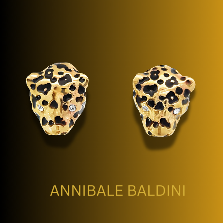 Annibale Baldini Italian Leopard Earrings