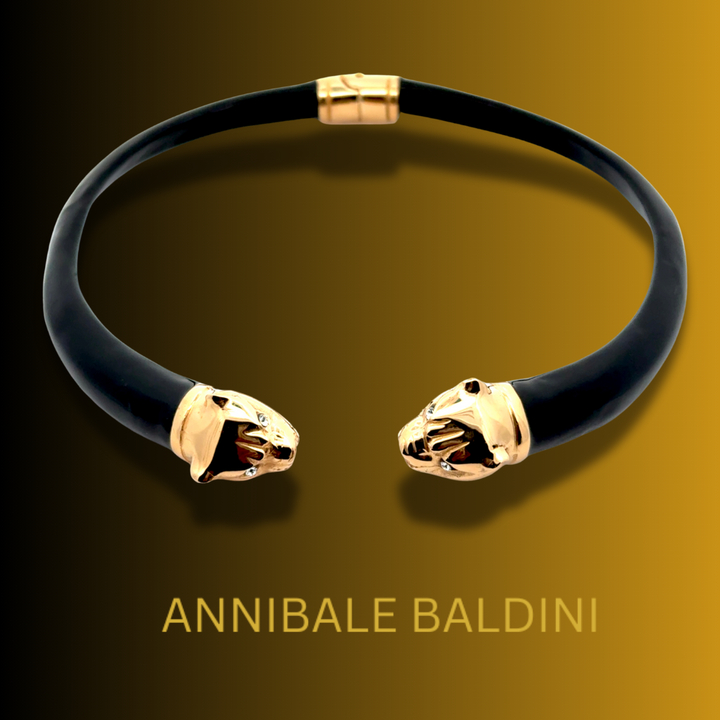 Annibale Baldini Italian Panther Double Head Statement Necklace