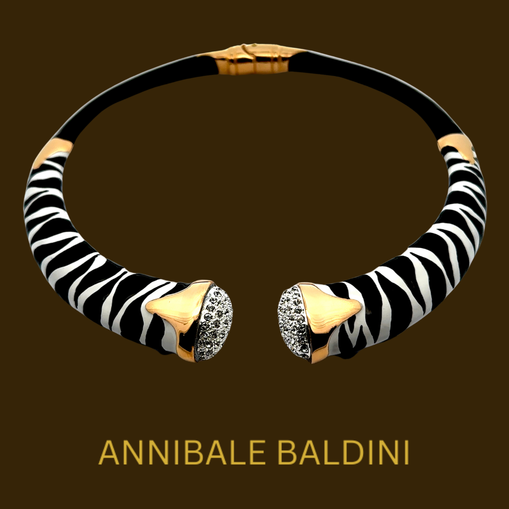 Annibale Baldini Italian Zebra Statement Necklace