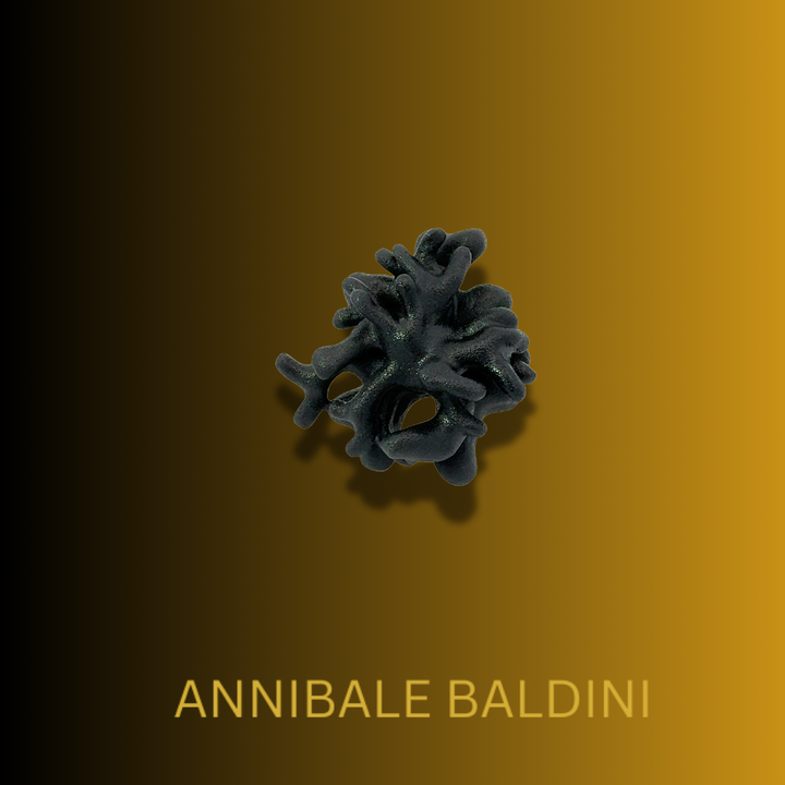 Annibale Baldini Italian Black Coral Designer Statement Ring