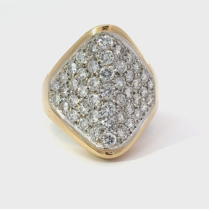 Natural Diamond and 14K Yellow Gold Estate Cocktail Ring