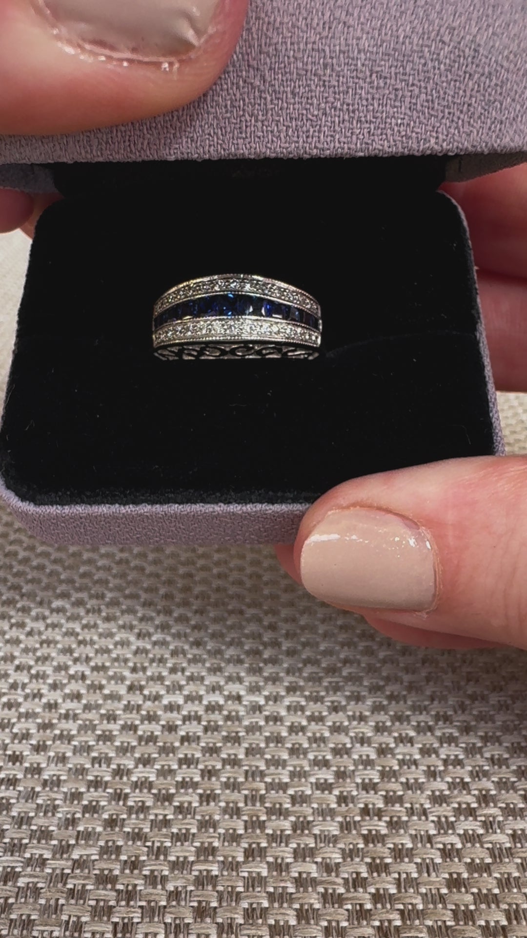 Sapphire and Diamond 14k White Gold  Band/Ring