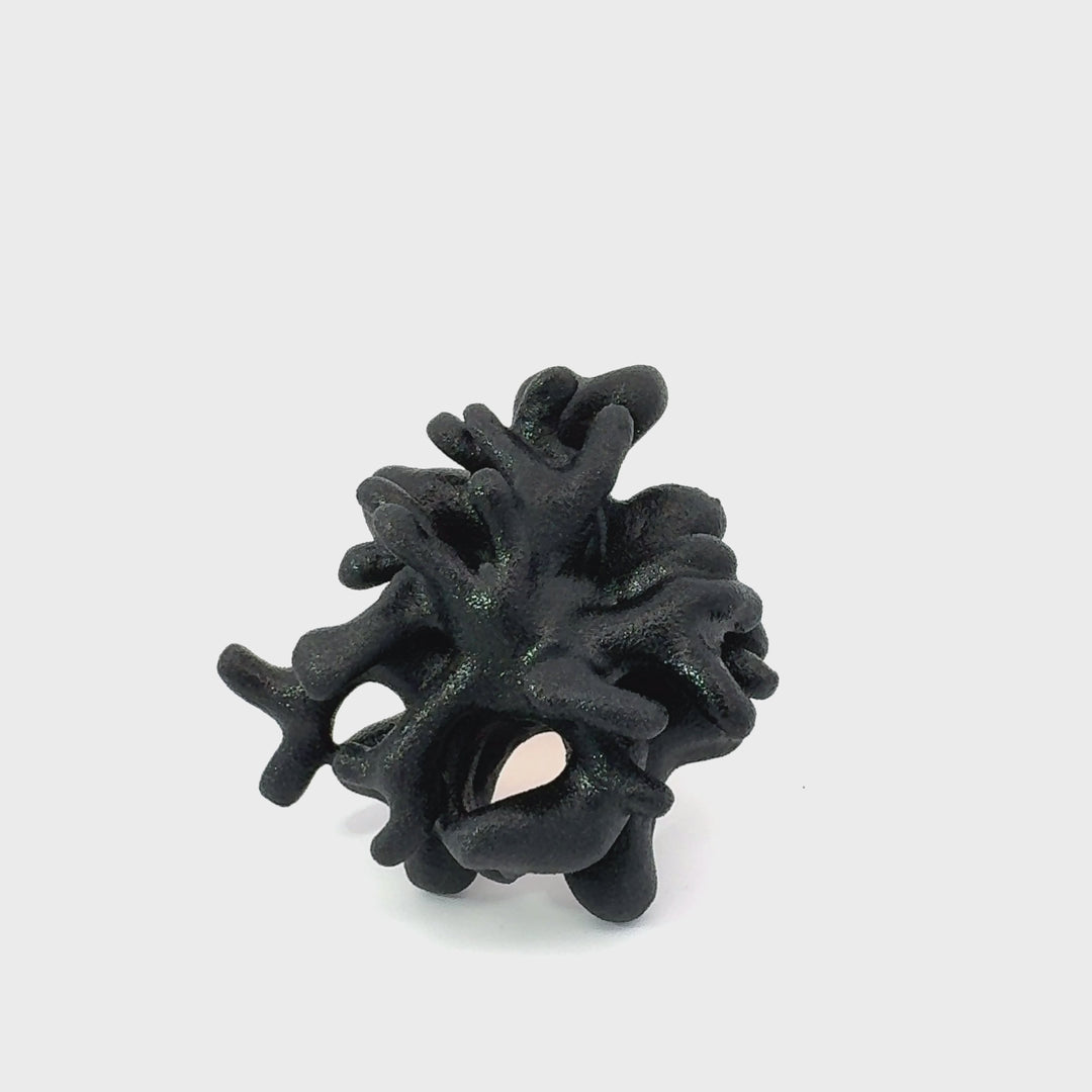 Annibale Baldini Italian Black Coral Designer Statement Ring